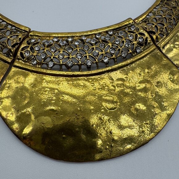 Gold Tone Metal Statement Necklace Cleopatra Style Lobster Clasp *read* - Picture 7 of 10